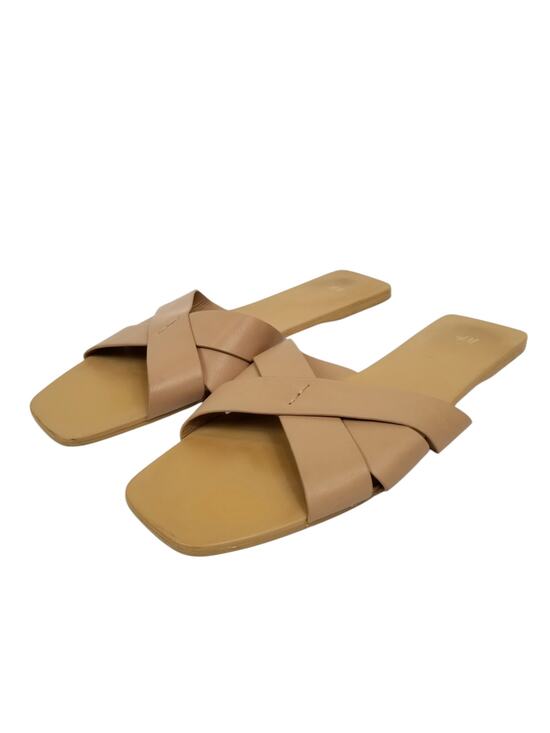 Shoes - H&M Faux Leather Vegan Criss Cross Slides Sandals Tan Size 41 / 10
